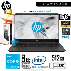 HP - Laptop 250 G10 Intel Core i3-1315U 8GB RAM 512GB SSD 15.6 Pulg. HD (A29CMLA#ABM) - Plateado