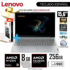 LENOVO - Laptop V15 G4 AMN AMD Ryzen 3 7320U 8GB RAM 256GB SSD 15.6" FHD 82YU00X4LM - Arctic Grey