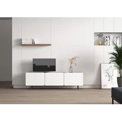 R&R MUEBLES - Mueble de TV 55 Kitahara Blanco y Marrón
