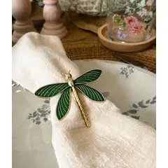 GENERICO - Anillos de servilletas libélula verde set x 6