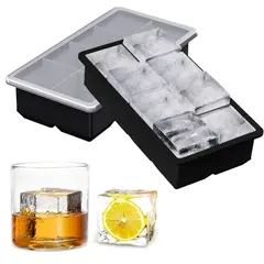 HOGARMAS - Set de 2 Bandejas Moldes para Cubos Hielos XL Negro