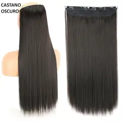 GENERICO - Extensiones de Cabello con Clips Largo 55cm Castaño Oscuro Mamá