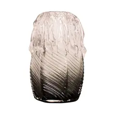 PANADECOR - Florero De Vidrio Ahumado Con Textura Diagonal Y Relieve 18 Cm