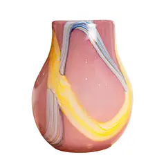 PANADECOR - Florero De Vidrio Estilo Murano Rosa Con Arte Abstracto 19Cm