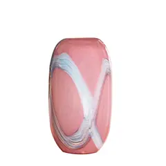 PANADECOR - Florero De Vidrio Estilo Murano Ovalado Rosa Y Blanco 27Cm