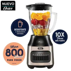 OSTER - Licuadora con vaso de vidrio y 6 velocidades BLSTPEG-NPB