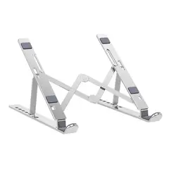 S&T - Soporte De Aluminio Para Laptop Portátil ajustable HS-Z34FLS SILVER