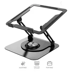 S&T - Soporte de aluminio ST p-Laptop Base Giratoria Plegable HF147 Negro