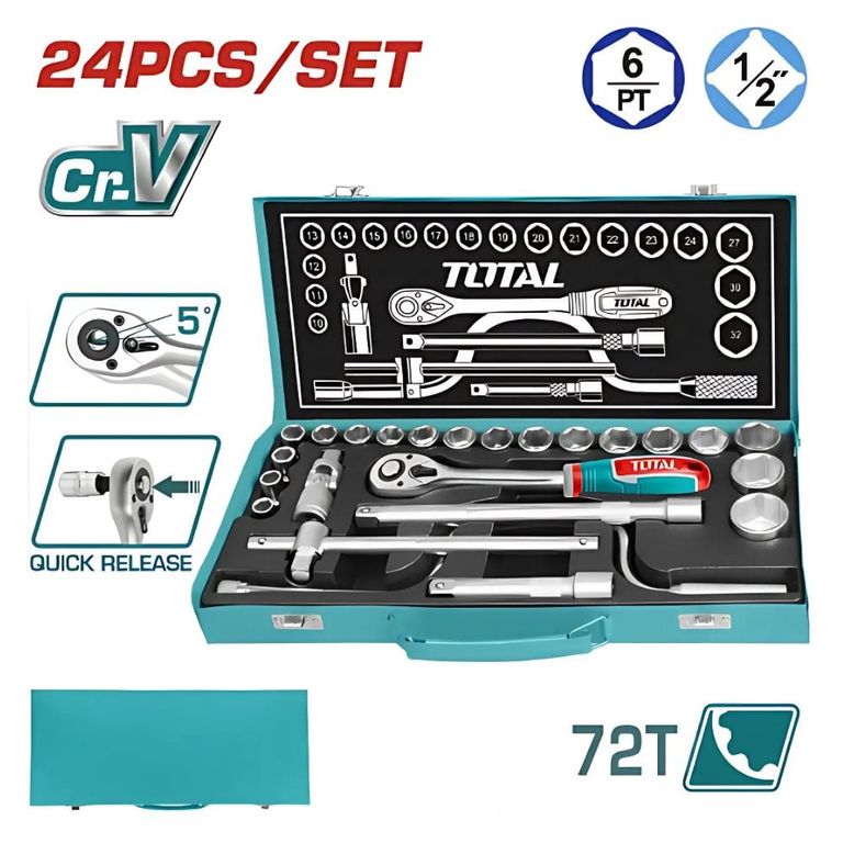 Set de Herramientas Ratchet y Dados 1/2″ 24 Piezas THT141253