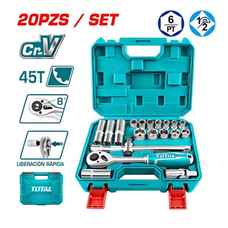 SET RACHET 12′ + SCOKET50BV30 20PCS MALETIN BCM INDUSTRIAL