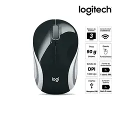 LOGITECH - Mouse M187 Mini Wireless Refresh Black