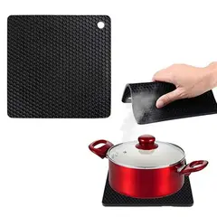 HOGARMAS - Set de 4 Salvamanteles Posa Ollas Cuadrados Negros