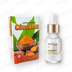 BIOAQUA - JABÓN EN BARRA DE CÚRCUMA 110G + SERUM DE ARROZ CON ÁH 15ML