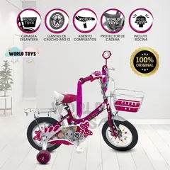 VELOX - Bicicleta Campera con Canasta Aro 12 «CANDY III» Dark Pink