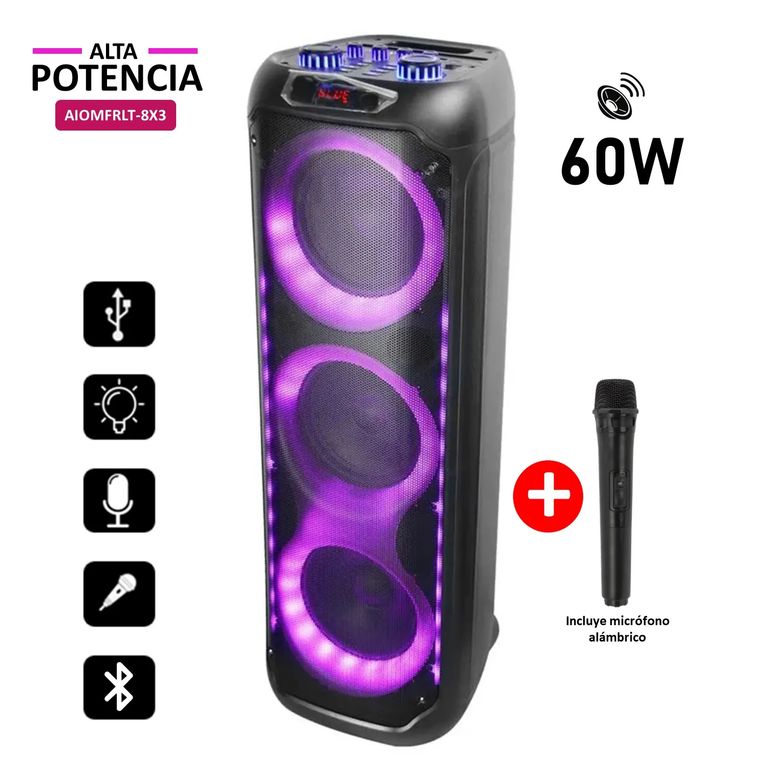 Parlante Bluetooth 8”x3 AIOMFRL8X3 60W + Micrófono