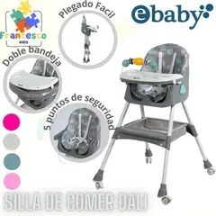 EBABY - SILLA DE COMER LULU GRIS-631-1 CON PLATITO DE REGALO