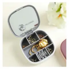 GENERICO - Joyero con Espejo Organizador Portátil Elegante para Mujer