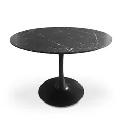 GENERICO - Mesa Tulip negra tablero con enchape tipo mármol