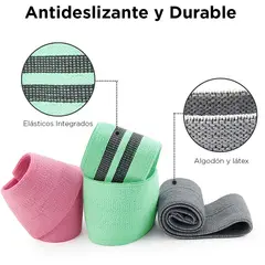 GENERICO - Set de 3 bandas resistencia elástica tela ligas ejercicios