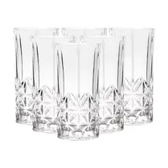 ICHIMATSU - SET DE 6 VASOS ALTOS LABRADOS CON ESTRELLAS DE 350 ML