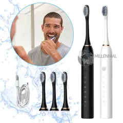 GENERICO - Cepillo de Dientes Eléctrico con Cuatro repuestos Recargable Hombre