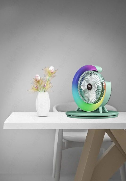 VENTILADOR ESCRITORIO OFICINA SALA RGB LUCES MULTICOLORES A CORRIENTE