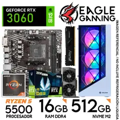 AMD - PC GAMER RYZEN 5 5500, GRAFICA RTX 3060 DE 12GB, RAM 16GB DE RAM, SSD 512GB