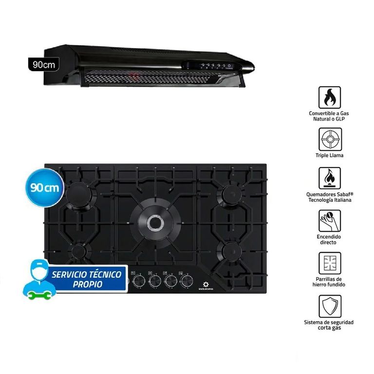 Combo Cocina EGASI-905CGNE y Campana CEI-902NE