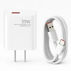 GENERICO - Cargador Xiaomi 33W Tipo C con Cable USB-A a USB-C Blanco - Carga Rápida Genérico