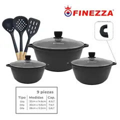 FINEZZA - JUEGO DE OLLAS ULTRAGRANITO 9 PIEZAS