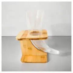 ICHIMATSU - VASO YARDA CERVECERA DE VIDRIO 550 ML CON BASE DE MADERA