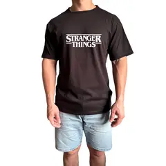 GENERICO - Polo Hombre manga corta diseño Stranger Things RED - Negro