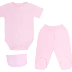 GENERICO - Ajuar Bebé Niña Rosado 3 Piezas