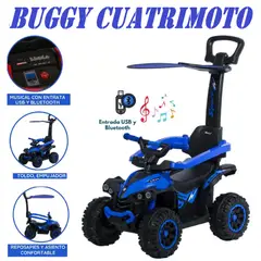 EBABY - Nueva Cuatrimoto Musical con Luces y Sombrilla -Azul