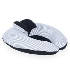 ACOLCHONADITOS - COJIN DE LACTANCIA - AZUL CON RAYAS PLOMAS