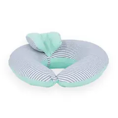 ACOLCHONADITOS - COJIN DE LACTANCIA - VERDE AGUA RAYAS PLOMAS