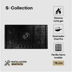 SOLE - Encimera Vidrio Templado S-Collection A Gas 76cm SOLCO060