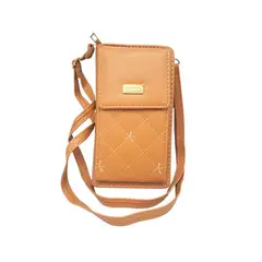 GENERICO - Bolso Cruzado Acolchado para Teléfono Marrón Claro