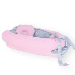 ACOLCHONADITOS - NIDO COLECHO - ROSADO RAYAS PLOMAS