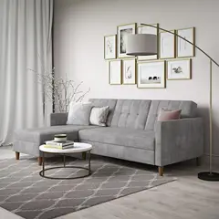 ARTSOFA - Sofá Seccional Hatford gris 2 piezas + obsequio