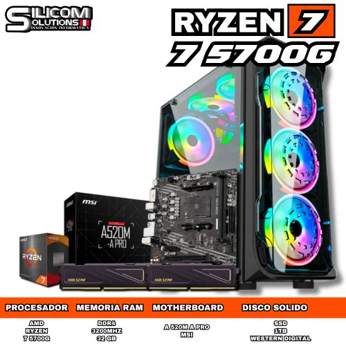 PC AMD 75700G 32GB RAM SSD 1TB CASE GAMER