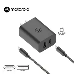 MOTOROLA - Cargador de Pared DoblePuerto UsbC y UsbA C-Rapida T-Power50W