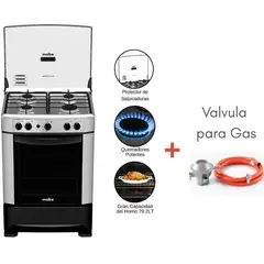 MABE - COCINA A GAS GLP 4 QUEMADORES CMP6014AG0 SILVER + Válvula para Gas