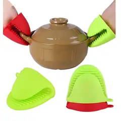 GENERICO - MANOPLAS PARA COCINA ANTIQUEMADURAS DE SILICONA VERDE