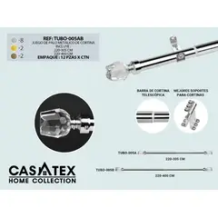 CASATEX - Set tubo metálico para cortina 220-400cm