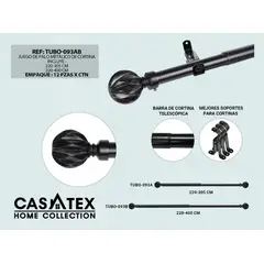 CASATEX - Set tubo metálico negro para cortina 220-305cm