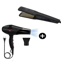 SONAR - Pack Secadora Cabello 4000 Watts SN-1267 + Plancha Rozia Negra
