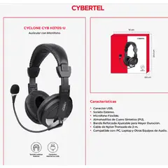 CYBERTEL - Audífono con Micrófono CYCLONE BLUE CYB H370B-U SILVER