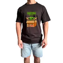 GENERICO - Polo Hombre manga corta diseño Baby Yoda - Negro
