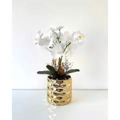 GENERICO - ORQUIDEAS BLANCAS BASE DORADA CROMADO 45X20